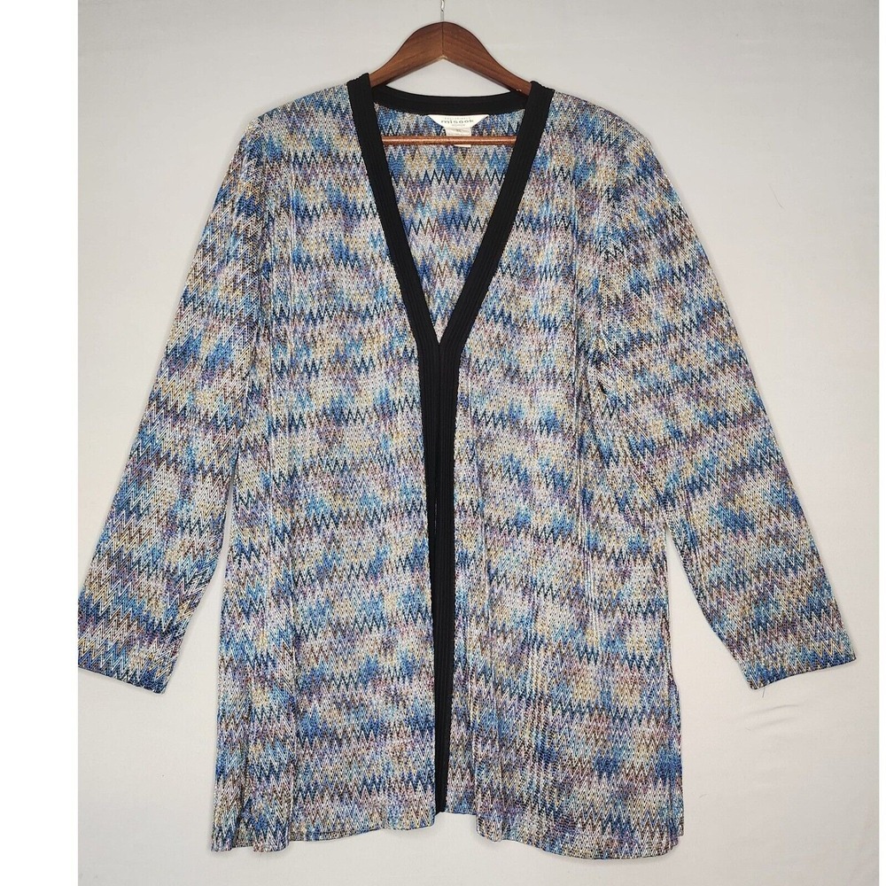 Exclusively Misook Womn Cardigan 3X Multicolor Metallic‎ clasp closures